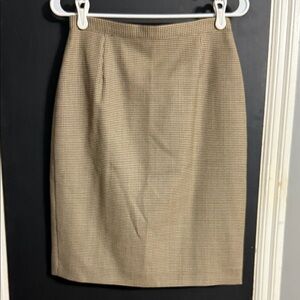 Laura Ashley Vintage 90s Y2K Pure New Wool Herringbone Pencil Skirt Size: US 8